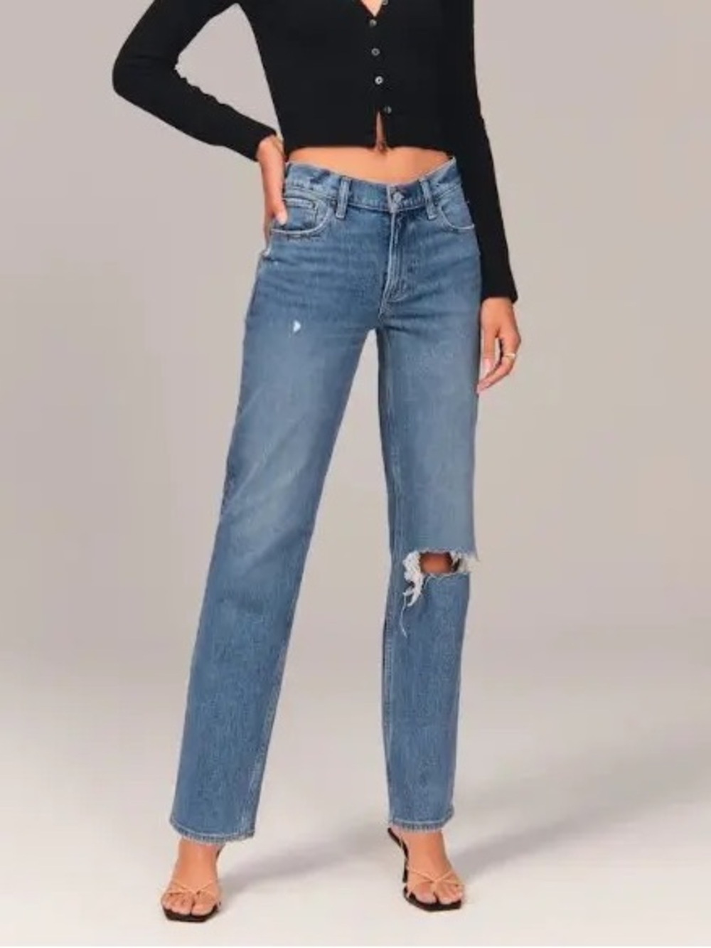 Abercrombie Low Rise 90s Straight Curve Love‎ Jean Crossover Waist Sz 27/4